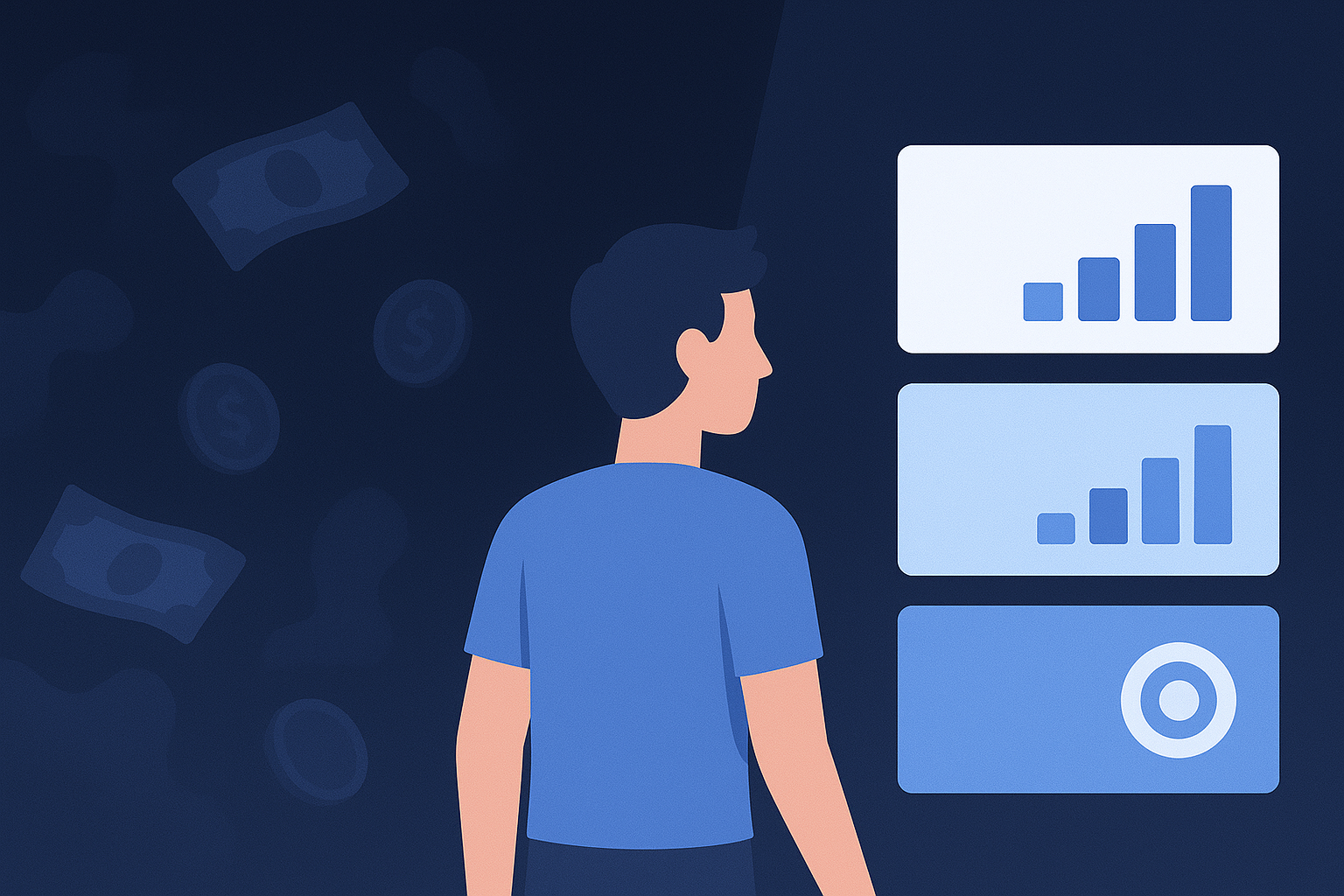 Abstrakte Illustration vom Übergang von Finanzchaos zu Klarheit